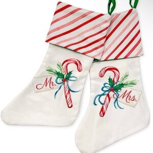 NEW Lenox MR. & MRS. 2-Piece CANDY CANE Holiday STOCKING SET!